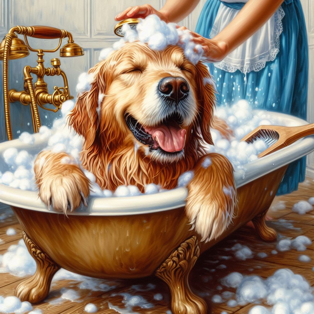 피부관리받고 있는 강아지 사진